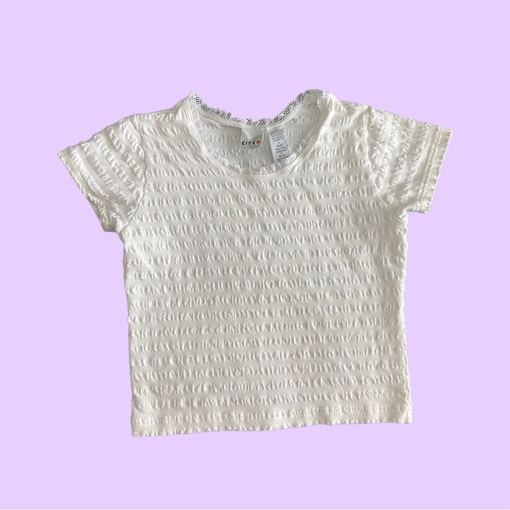 Vintage y2k / 90s White Frilled and Stretchy Blouse 🔥